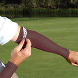 no slip gripper on brown arm compression sleeves